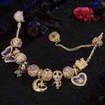 Sterling Silver Haunting Ghost Charms Bracelet Set With Enamel In Two-Tone Plating (Includes bracelet and all charms shown)