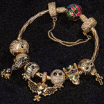 Sterling Silver Kingly Halloween Charms Bracelet Set With Enamel In 14K Gold Plated (Includes bracelet and all charms shown)
