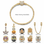 Sterling Silver The Monsters' Revelry Charms Bracelet Set With Enamel In 14K Gold Plated (Includes bracelet and all charms shown)