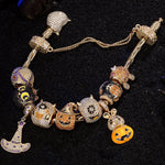Sterling Silver The Monsters' Revelry Charms Bracelet Set With Enamel In 14K Gold Plated (Includes bracelet and all charms shown)