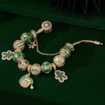 Sterling Silver Merry Evergreen Charms Bracelet Set With Enamel In 14K Gold Plated (Includes bracelet and all charms shown)