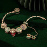 Sterling Silver Joyous Festive Charms Bracelet Set With Enamel In 14K Gold Plated (Includes bracelet and all charms shown)