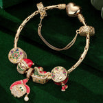 Flash Sale: Sterling Silver Santa's Festive Frolic Charms Bracelet Set With Enamel In 14K Gold Plated (Includes bracelet and all charms shown)