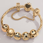 Sterling Silver Embracing Emotions Charms Bracelet Set In 14K Gold Plated (Includes bracelet and all charms shown)