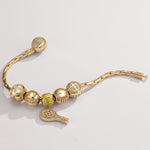 Sterling Silver Immerse in Tennis Fun Charms Bracelet Set With Enamel In 14K Gold Plated (Includes bracelet and all charms shown)