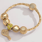 Sterling Silver Immerse in Tennis Fun Charms Bracelet Set With Enamel In 14K Gold Plated (Includes bracelet and all charms shown)