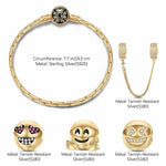 Sterling Silver Funny Hug Charms Bracelet Set With Enamel In 14K Gold Plated (Includes bracelet and all charms shown)