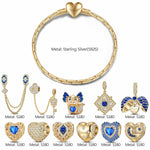 Sterling Silver Ethereal Glow of September Charms Bracelet Set With Enamel In 14K Gold Plated (Includes bracelet and all charms shown)