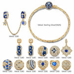 Sterling Silver Dreamy September Charms Bracelet Set With Enamel In 14K Gold Plated (Includes bracelet and all charms shown)