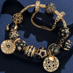 Sterling Silver Universe Dreams Charms Bracelet Set With Enamel In 14K Gold Plated (Includes bracelet and all charms shown)