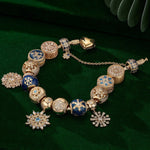 Sterling Silver Snowflake Dreams Charms Bracelet Set With Enamel In 14K Gold Plated (Includes bracelet and all charms shown)