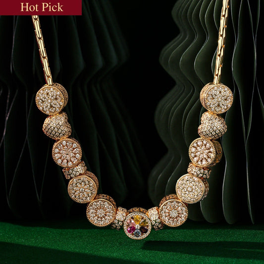 gona- Sterling Silver Golden Snowfall Charms Necklace Set In 14K Gold Plated