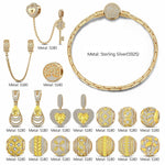 Sterling Silver Amber Autumn Charms Bracelet Set With Enamel In 14K Gold Plated (Includes bracelet and all charms shown)