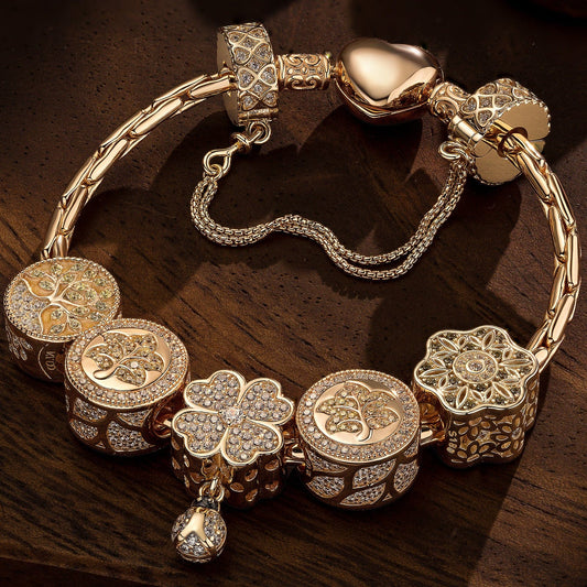 gona- Sterling Silver Colorful Harvest Charms Bracelet Set With Enamel In 14K Gold Plated (Includes bracelet and all charms shown)