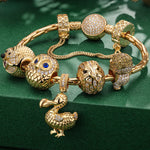 Sterling Silver Lost Wonders Charms Bracelet Set In 14K Gold Plated (Includes bracelet and all charms shown)