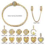 Sterling Silver Song of Radiance November Birthstone Charms Bracelet Set In 14K Gold Plated (Includes bracelet and all charms shown)