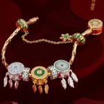 Sterling Silver Verdant Dreamcatcher Charms Bracelet Set, Featuring Dual Plating in 14K Gold and White Gold (Includes bracelet and all charms shown)