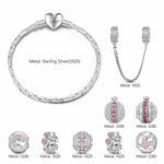 Sterling Silver Rosy Vow Charms Bracelet Set In White Gold Plated (Includes bracelet and all charms shown)