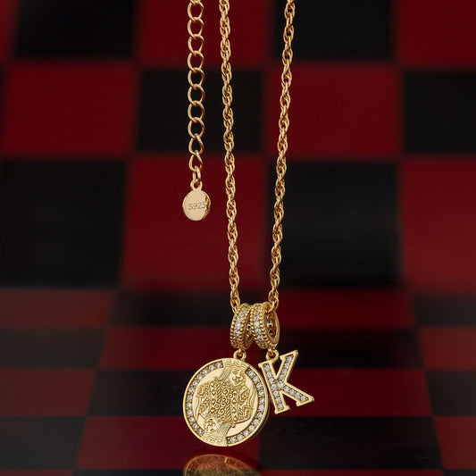 gona- Sterling Silver Winning Edge Charms Necklace Set With Enamel In 14K Gold Plated