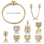 Sterling Silver Dazzling Fortitude: April Diamond Charms Bracelet Set In 14K Gold Plated (Includes bracelet and all charms shown)