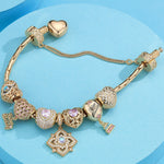 Sterling Silver Elegant Softness: June Moonstone Charms Bracelet Set In 14K Gold Plated (Includes bracelet and all charms shown)