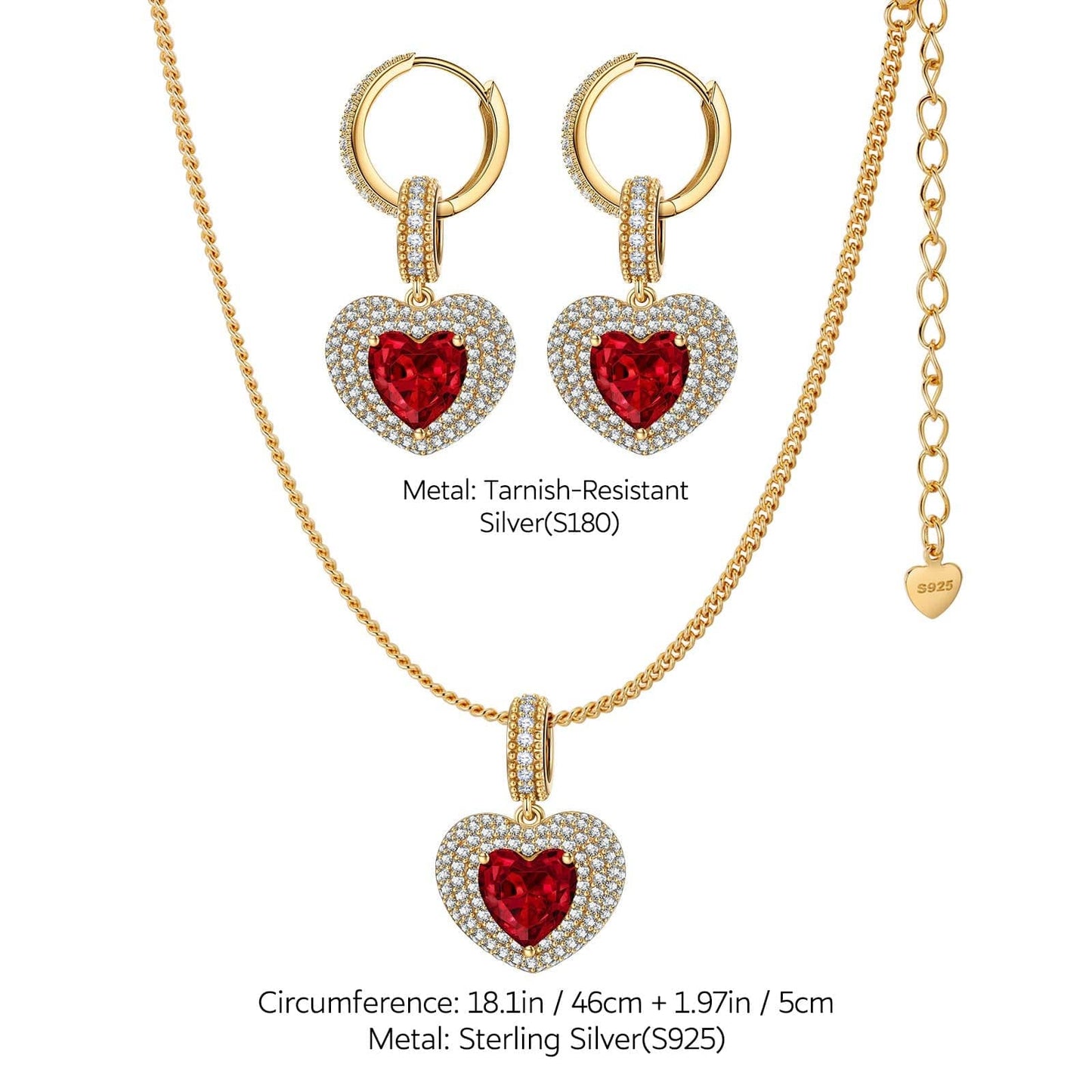 Sterling Silver Cherished Moments Charms Necklace and Charms Earrings Set In 14K Gold Plated