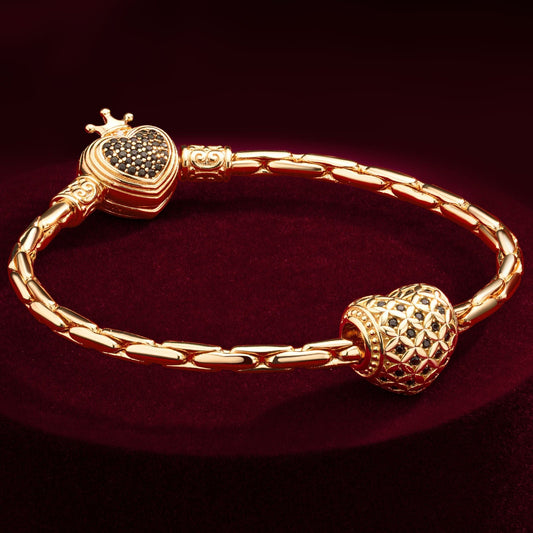 gona- Sterling Silver Beloved Companion Charms Bracelet Set In 14K Gold Plated (Includes bracelet and all charms shown)