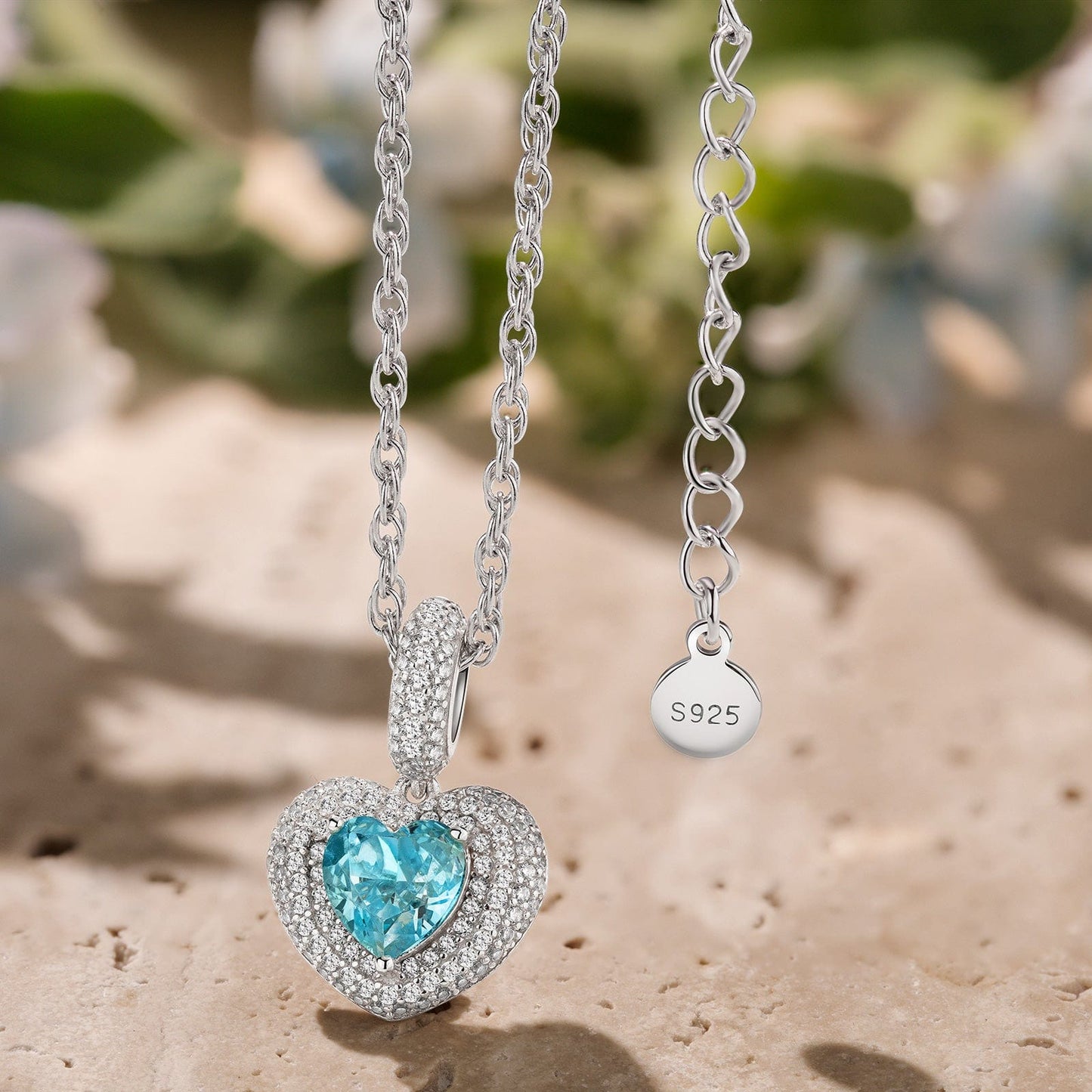 Sterling Silver Ocean's Embrace Charms Necklace Set In White Gold Plated