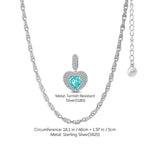 Sterling Silver Ocean's Embrace Charms Necklace Set In White Gold Plated