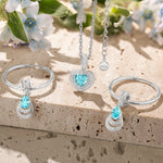 Sterling Silver Ocean's Embrace Charms Necklace and Earrings Set In White Gold Plated