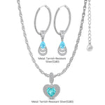 Sterling Silver Ocean's Embrace Charms Necklace and Earrings Set In White Gold Plated