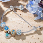 Sterling Silver Oceanic Horizon Charms Bracelet Set, Featuring Dual Plating in 14K Gold and White Gold (Includes bracelet and all charms shown)
