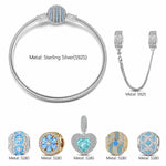 Sterling Silver Oceanic Horizon Charms Bracelet Set, Featuring Dual Plating in 14K Gold and White Gold (Includes bracelet and all charms shown)