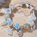 Sterling Silver Oceanic Blossoms Charms Bracelet Set, Featuring Dual Plating in 14K Gold and White Gold (Includes bracelet and all charms shown)