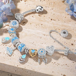 Sterling Silver Oceanic Blossoms Charms Bracelet Set, Featuring Dual Plating in 14K Gold and White Gold (Includes bracelet and all charms shown)