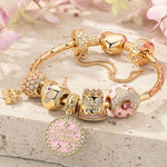 Sterling Silver Precious Moments Charms Bracelet Set With Enamel In 14K Gold Plated (Includes bracelet and all charms shown)