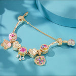 Sterling Silver Iridescent Joy Charms Bracelet Set With Enamel In 14K Gold Plated (Includes bracelet and all charms shown)