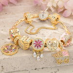 Sterling Silver Iridescent Joy Charms Bracelet Set With Enamel In 14K Gold Plated (Includes bracelet and all charms shown)