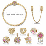 Sterling Silver Iridescent Joy Charms Bracelet Set With Enamel In 14K Gold Plated (Includes bracelet and all charms shown)