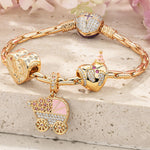 Sterling Silver Sweet Wishes Charms Bracelet Set With Enamel In 14K Gold Plated (Includes bracelet and all charms shown)