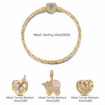 Sterling Silver Sweet Wishes Charms Bracelet Set With Enamel In 14K Gold Plated (Includes bracelet and all charms shown)