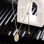 Sterling Silver Virgin Grace Charm Necklace Set In 14K Gold Plated
