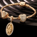 Sterling Silver Blessed Harmony Charms Bracelet Set In 14K Gold Plated (Includes bracelet and all charms shown)