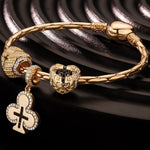 Sterling Silver Boundless Love Charms Bracelet Set With Enamel In 14K Gold Plated (Includes bracelet and all charms shown)