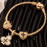 Sterling Silver Boundless Love Charms Bracelet Set With Enamel In 14K Gold Plated (Includes bracelet and all charms shown)