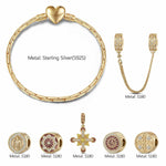 Sterling Silver Infinite Blessings Charms Bracelet Set With Enamel In 14K Gold Plated (Includes bracelet and all charms shown)