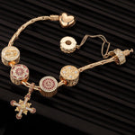 Sterling Silver Infinite Blessings Charms Bracelet Set With Enamel In 14K Gold Plated (Includes bracelet and all charms shown)