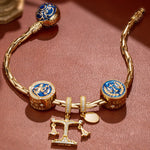 Sterling Silver Truth in Balance Charms Bracelet Set With Enamel In 14K Gold Plated (Includes bracelet and all charms shown)