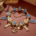 Sterling Silver Judicial Symphony Charms Bracelet Set With Enamel In 14K Gold Plated (Includes bracelet and all charms shown)