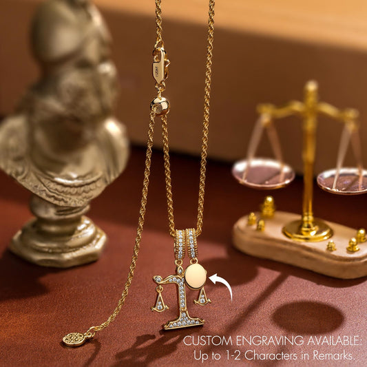 gona- Sterling Silver Ethical Equilibrium Charm Necklace Set In 14K Gold Plated